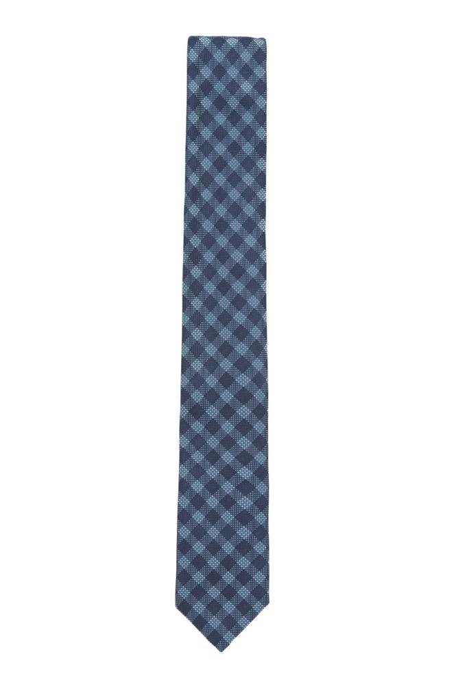 Hugo Boss Italian-made checked tie Mørke Blå | dRbiQYTl