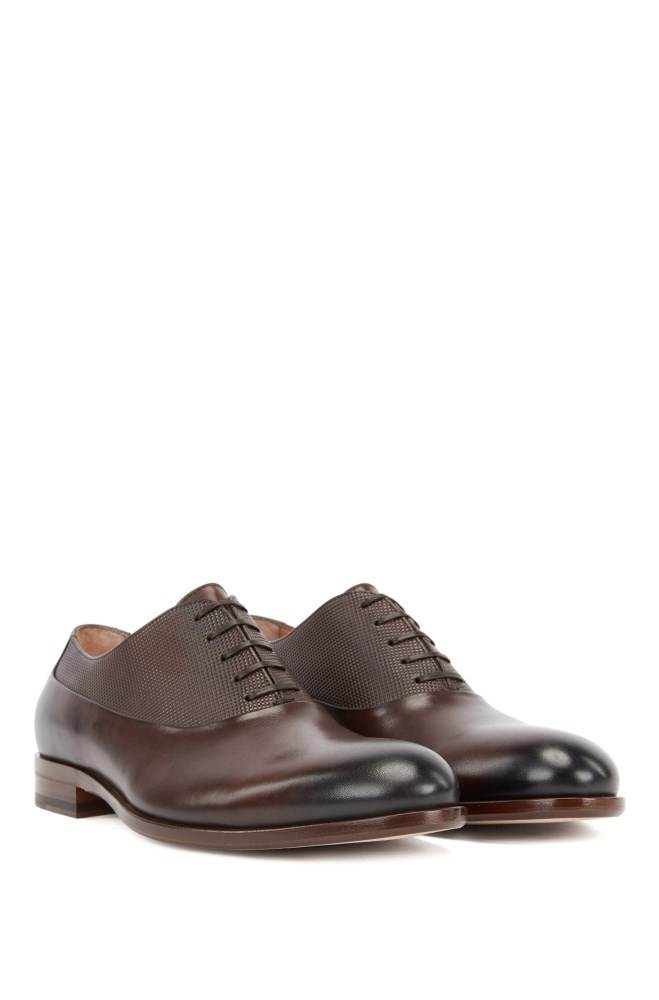 Hugo Boss Italian-made leather Oxford shoes Mørke Brune | JKRTSnmw