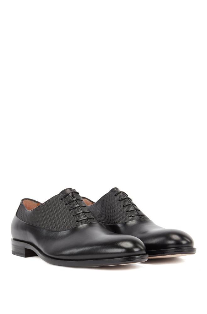 Hugo Boss Italian-made leather Oxford shoes Svarte | tSq4mrjy