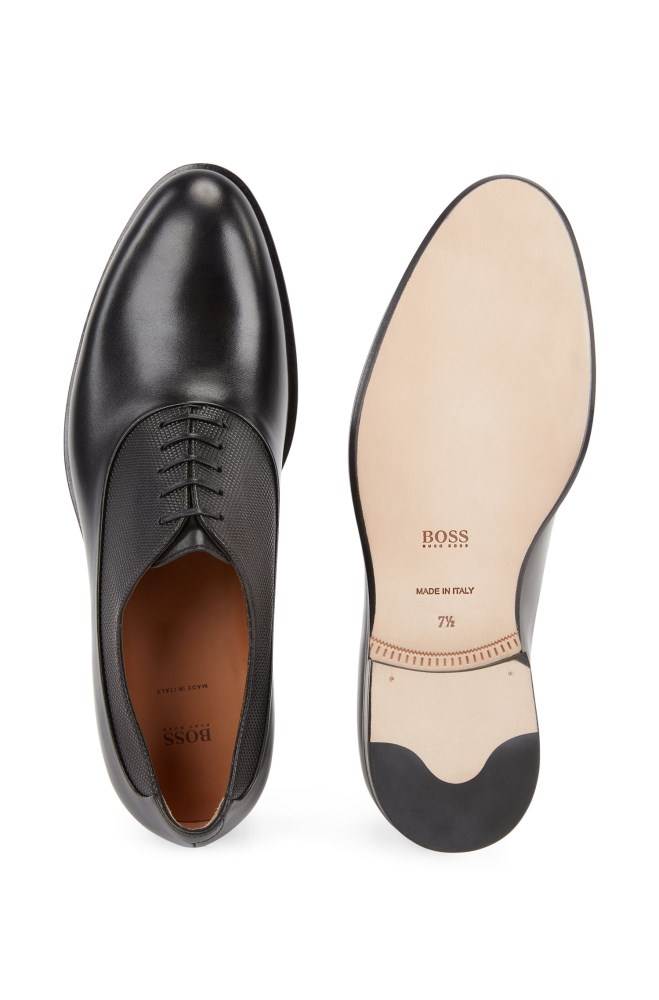 Hugo Boss Italian-made leather Oxford shoes Svarte | tSq4mrjy