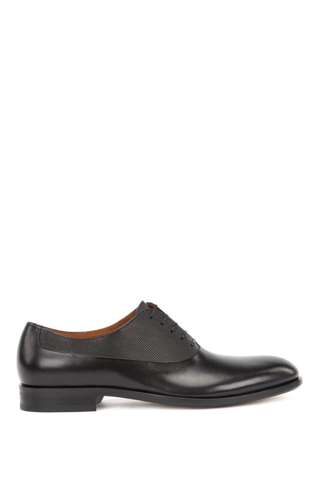 Hugo Boss Italian-made leather Oxford shoes Svarte | tSq4mrjy