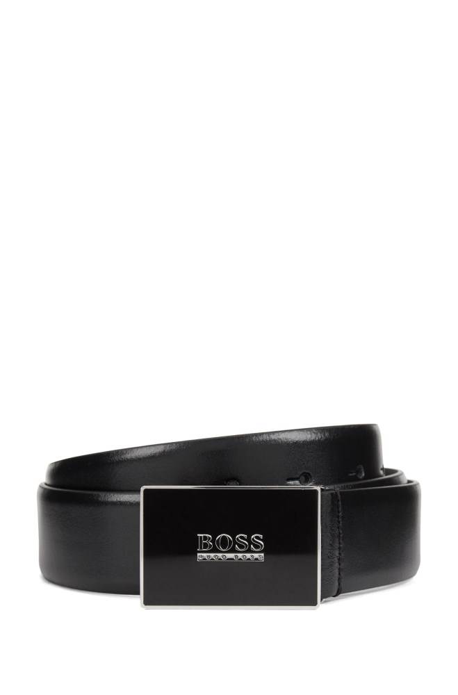 Hugo Boss Italian-made leather belt Svarte | FS9KCTN3