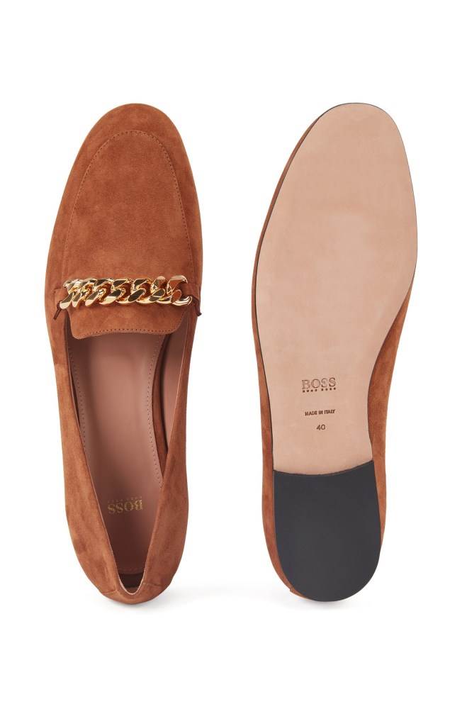 Hugo Boss Italian-made loafers Lyse Brune | wXsicBCR