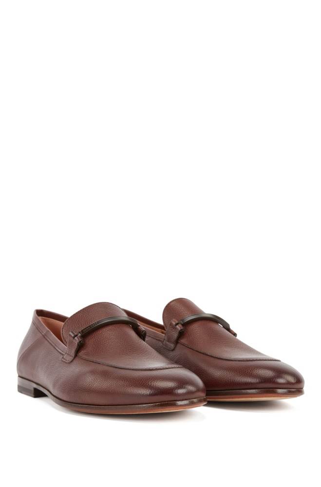 Hugo Boss Italian-made loafers Mørke Brune | SsqH7Suq