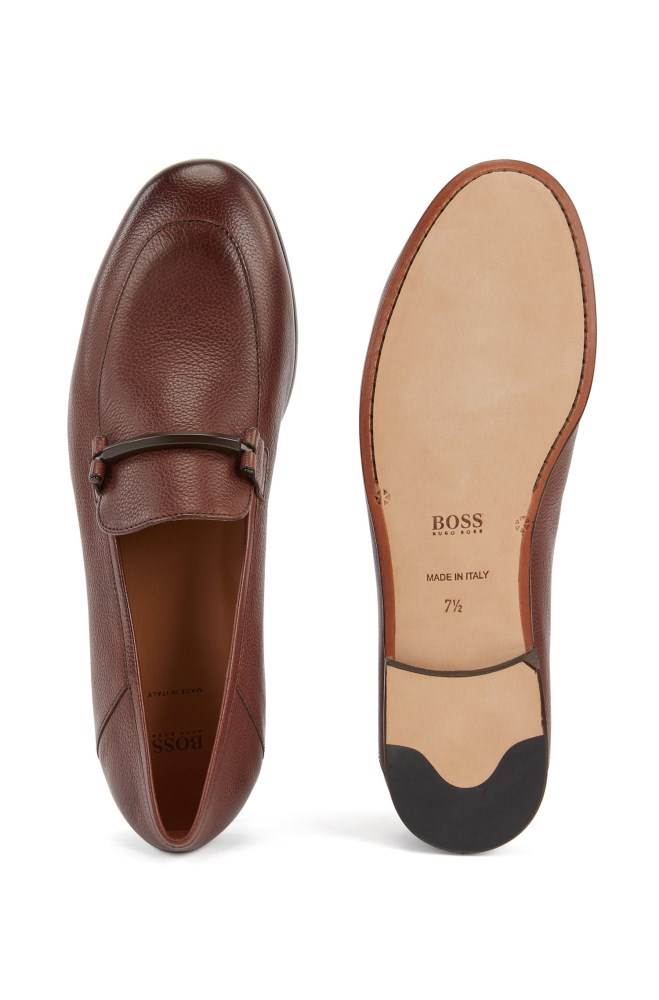 Hugo Boss Italian-made loafers Mørke Brune | SsqH7Suq