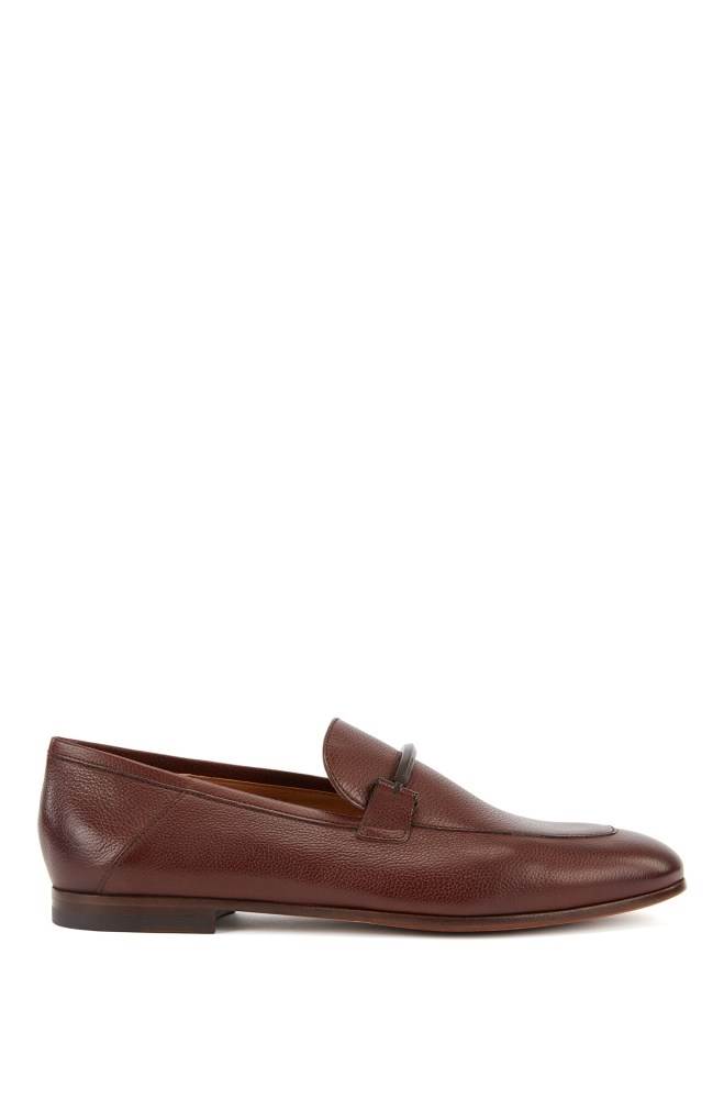 Hugo Boss Italian-made loafers Mørke Brune | SsqH7Suq