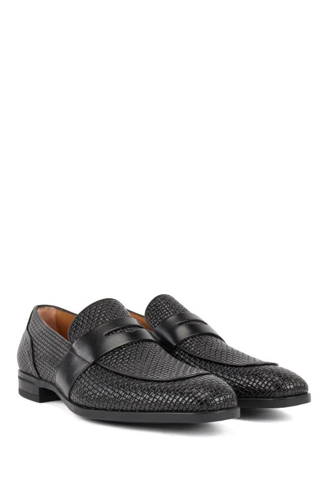 Hugo Boss Italian-made loafers Svarte | ZhnAMJsb