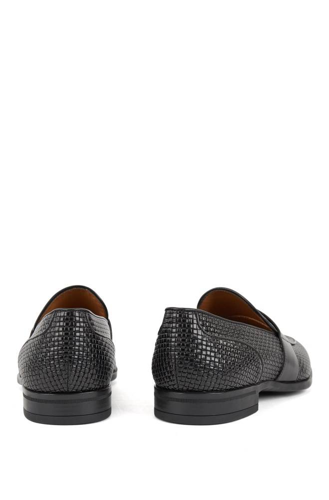 Hugo Boss Italian-made loafers Svarte | ZhnAMJsb