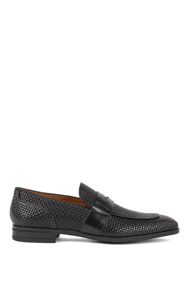 Hugo Boss Italian-made loafers Svarte | ZhnAMJsb