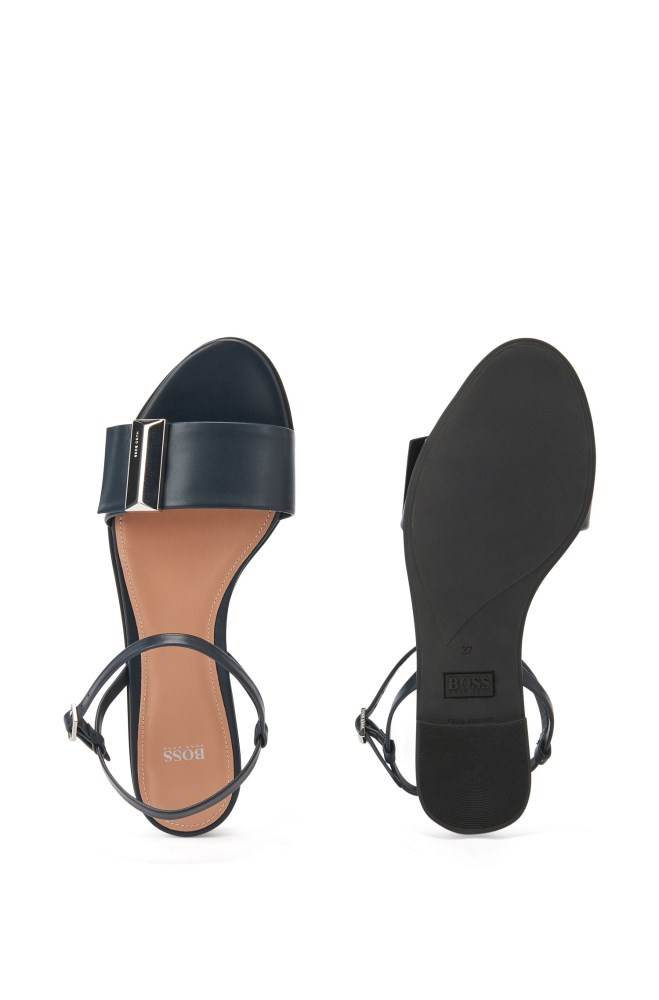 Hugo Boss Italian-made sandals Mørke Blå | d83GMZro