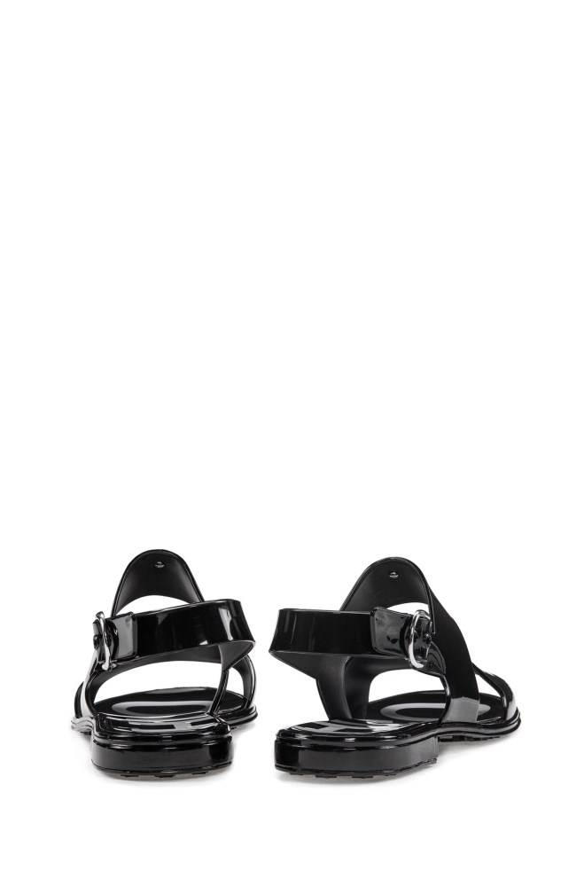 Hugo Boss Italian-made sandals Svarte | qbbFzXxh