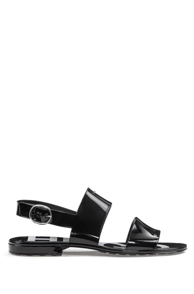 Hugo Boss Italian-made sandals Svarte | qbbFzXxh