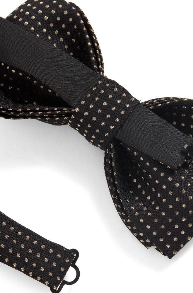 Hugo Boss Italian-made silk-blend bow tie Svarte | dm4OlWco