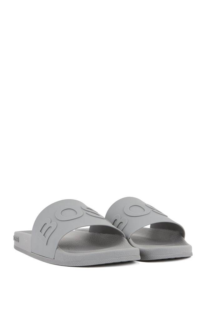 Hugo Boss Italian-made slides Grå | gM9HTdAV