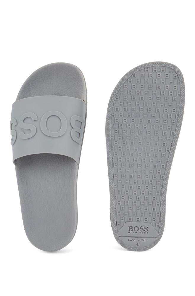 Hugo Boss Italian-made slides Grå | gM9HTdAV