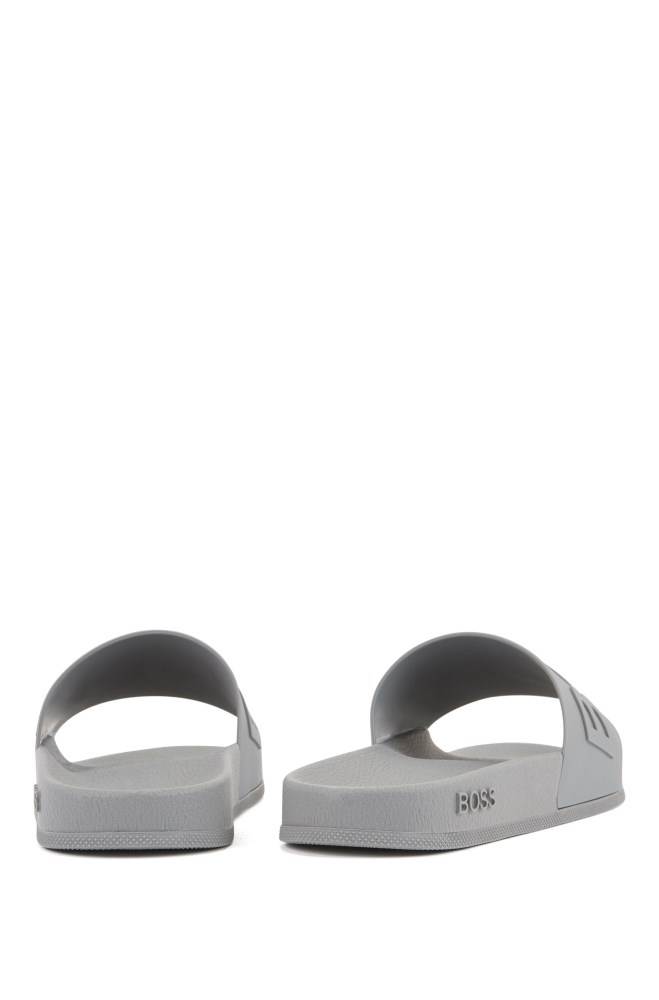 Hugo Boss Italian-made slides Grå | gM9HTdAV