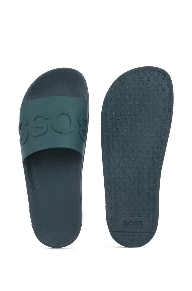 Hugo Boss Italian-made slides Mørke Grønn | mgxZMIOV