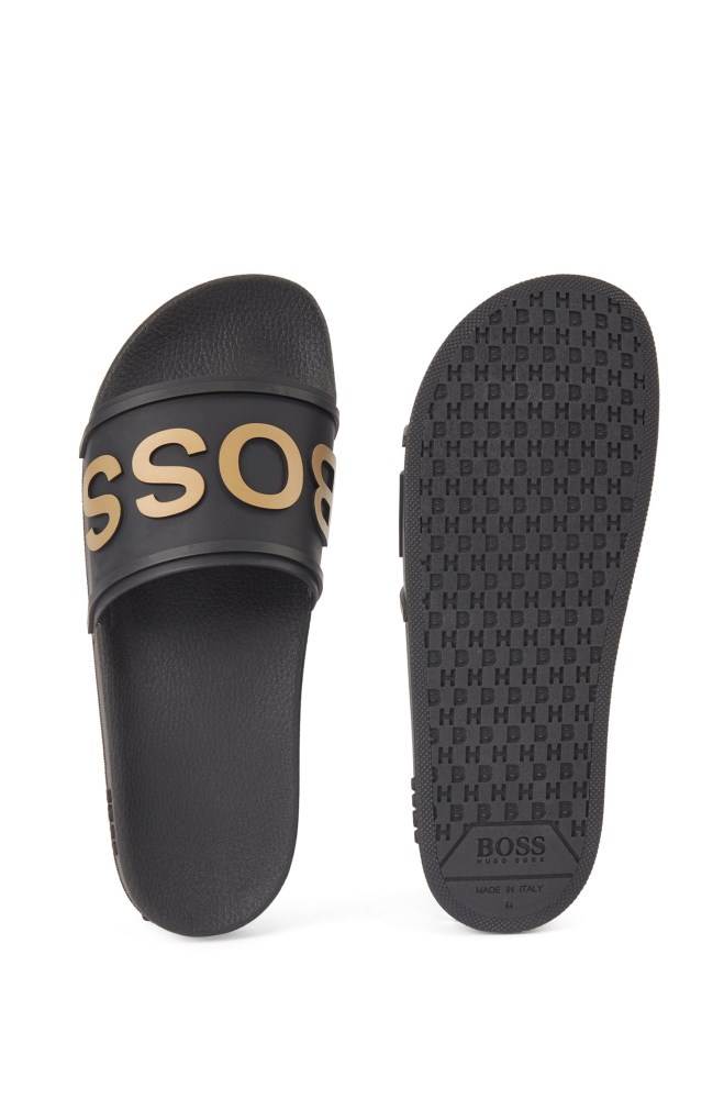 Hugo Boss Italian-made slides Svarte | N030ynut