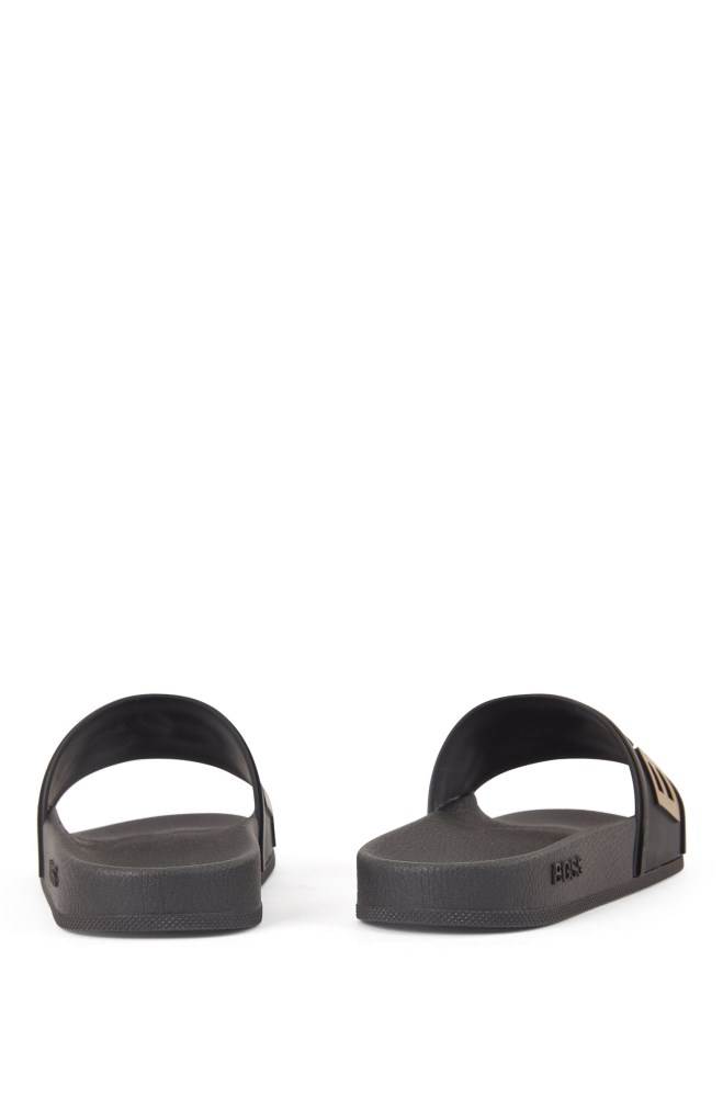 Hugo Boss Italian-made slides Svarte | N030ynut