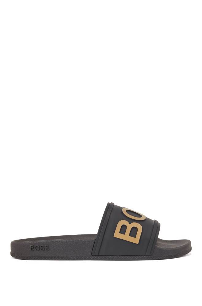 Hugo Boss Italian-made slides Svarte | N030ynut