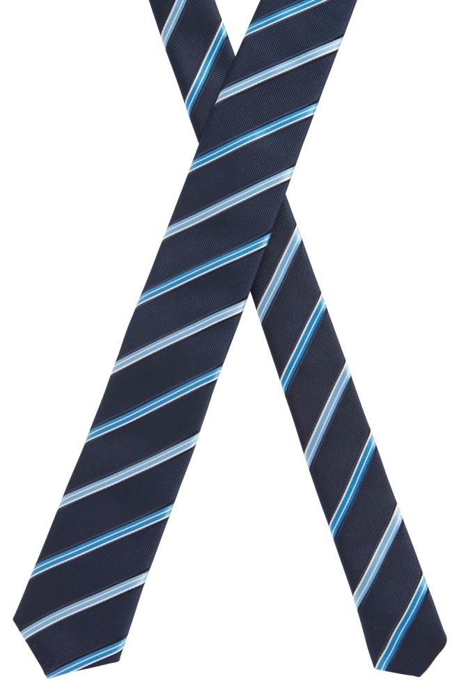 Hugo Boss Italian-made striped tie Mørke Blå | XAHjJzcI