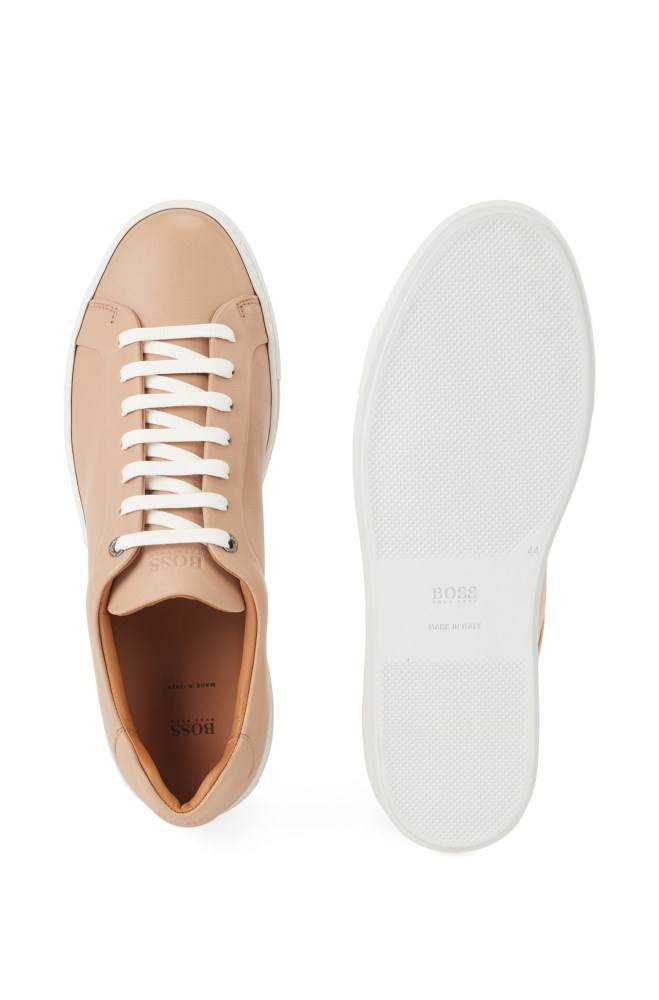 Hugo Boss Italian-made tennis-style trainers Lyse Beige | JyBGDNEw