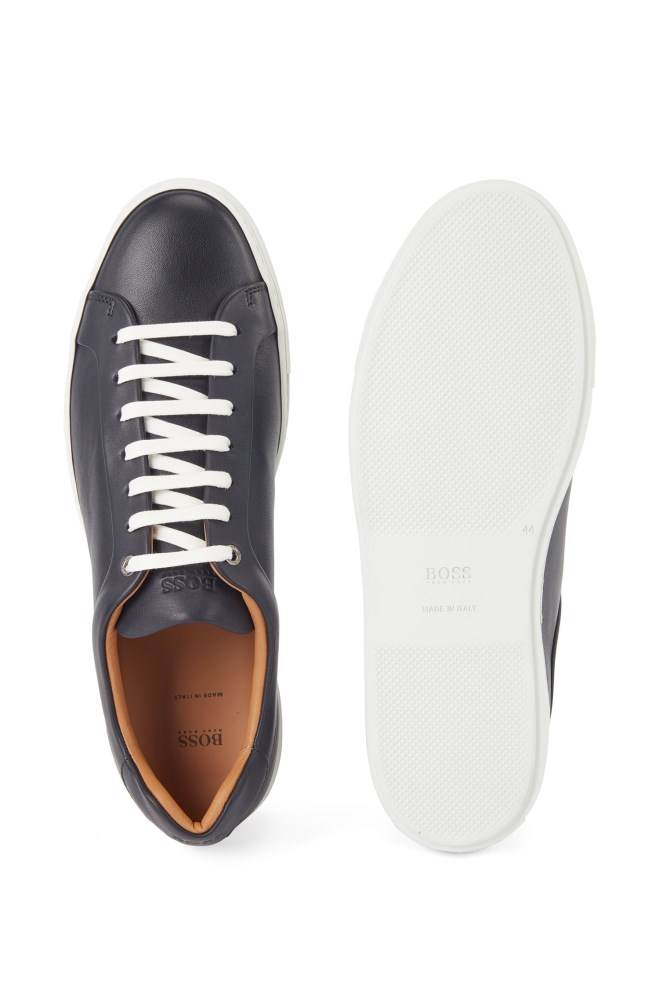 Hugo Boss Italian-made tennis-style trainers Mørke Blå | jbmSnSVd