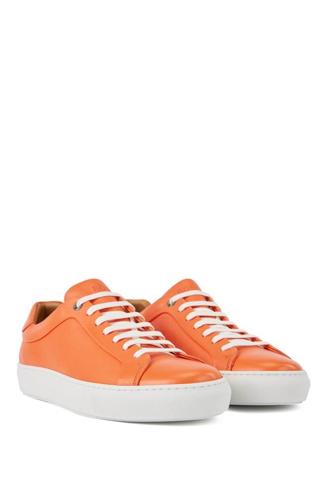 Hugo Boss Italian-made tennis-style trainers Oransje | rI2XdBR1