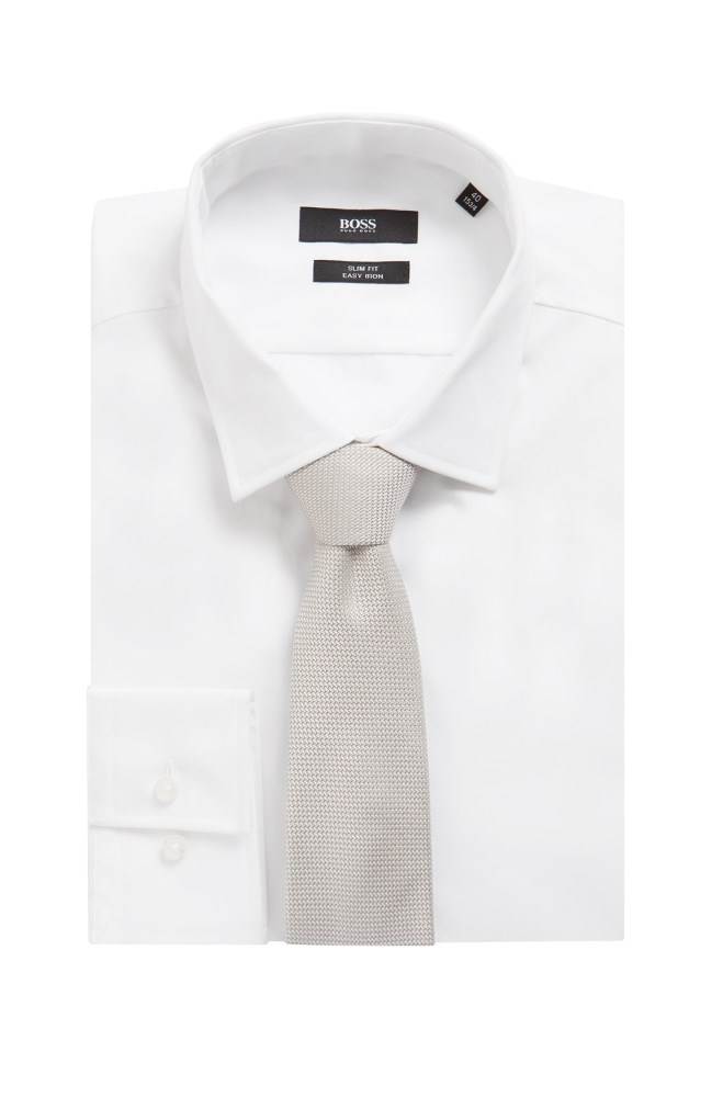 Hugo Boss Italian-made tie Hvite | 7GgJ0Jxp