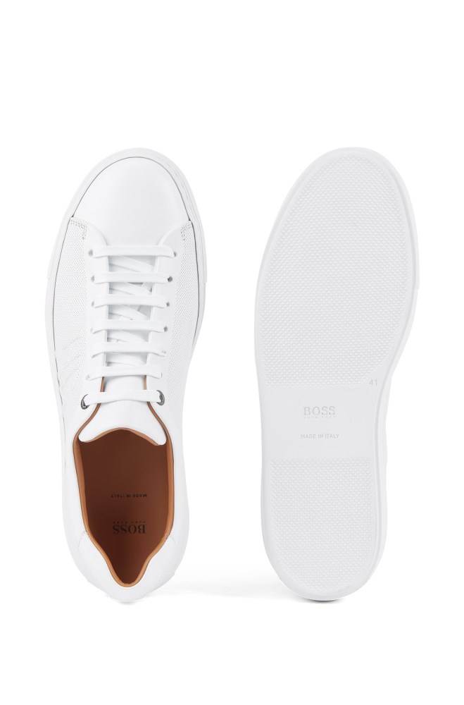 Hugo Boss Italian-made trainers Hvite | K2tnsqMS