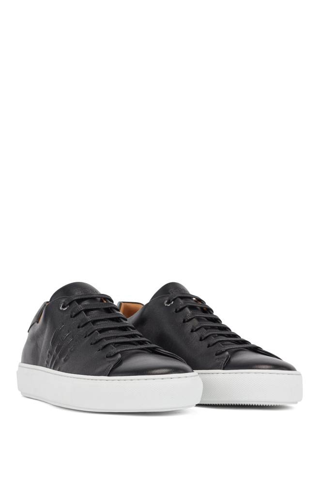 Hugo Boss Italian-made trainers Svarte | auR1ctZX