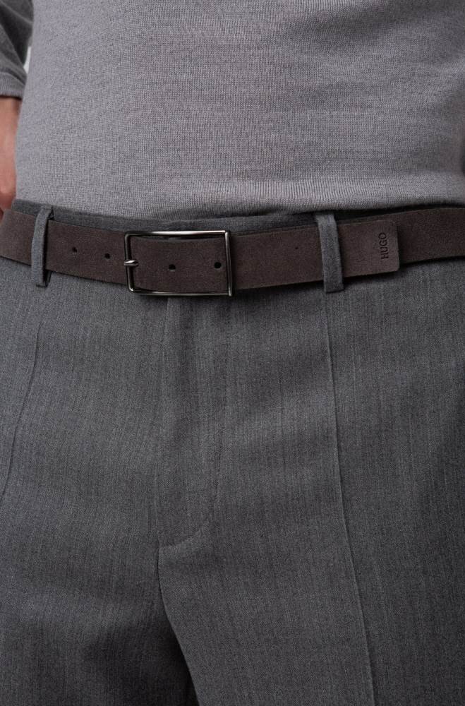 Hugo Boss Italian-suede belt Mørke Grå | Ss3qbpVy