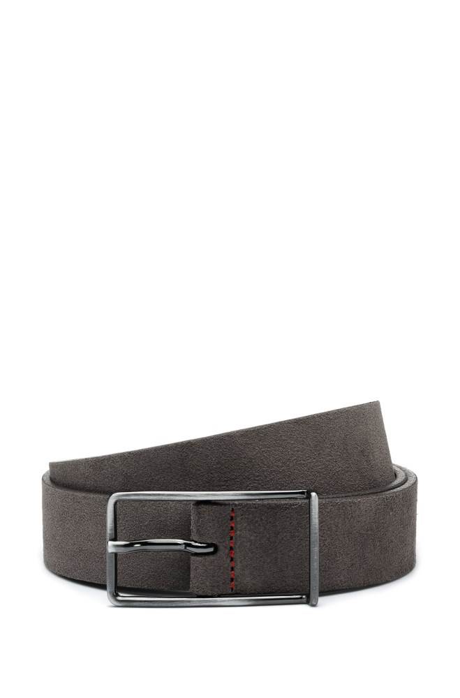 Hugo Boss Italian-suede belt Mørke Grå | Ss3qbpVy