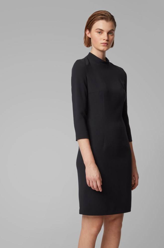 Hugo Boss Japanese-crepe dress Svarte | m9j9YDnk