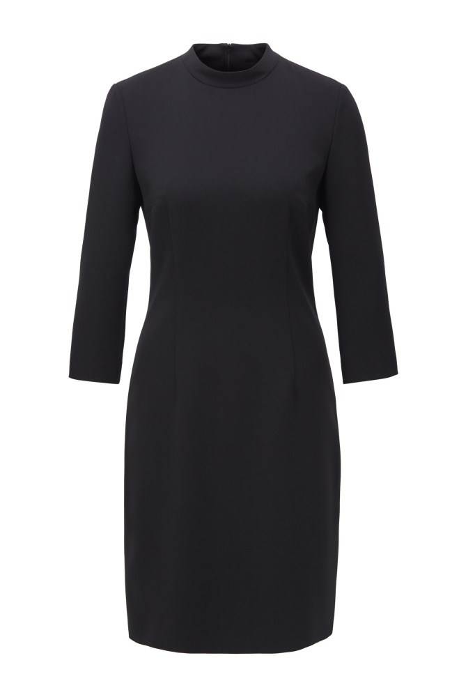 Hugo Boss Japanese-crepe dress Svarte | m9j9YDnk