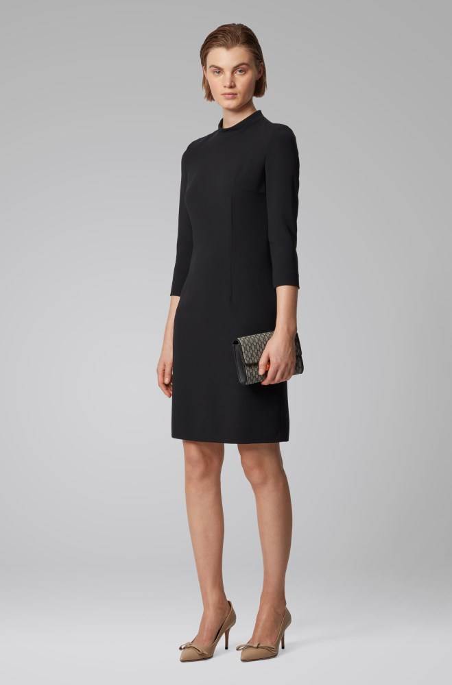 Hugo Boss Japanese-crepe dress Svarte | m9j9YDnk