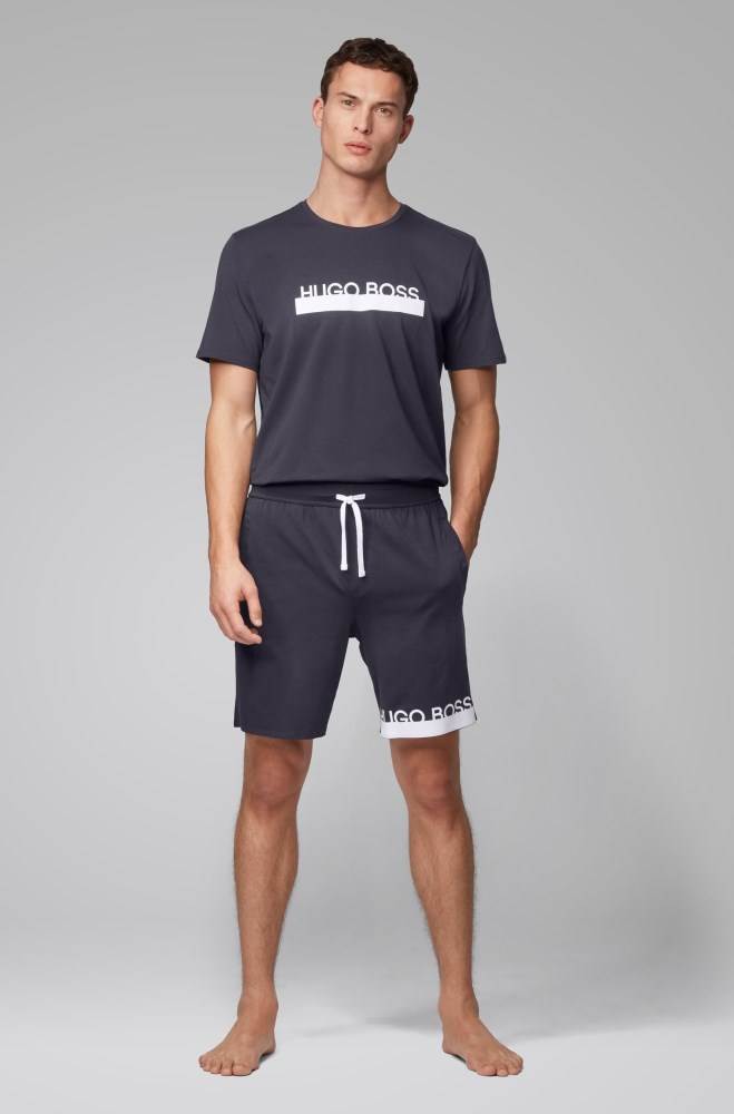 Hugo Boss Jersey pyjama shorts Mørke Blå | h38yRTvW