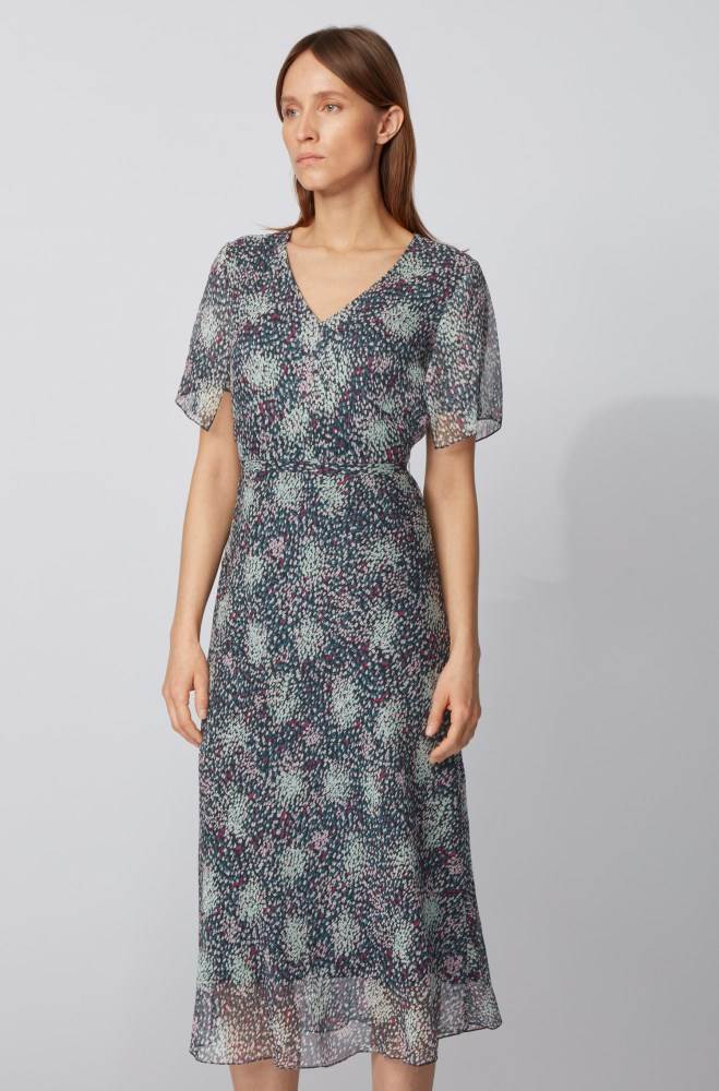 Hugo Boss Kimono-sleeve midi dress Patterned | EtxSHyu8