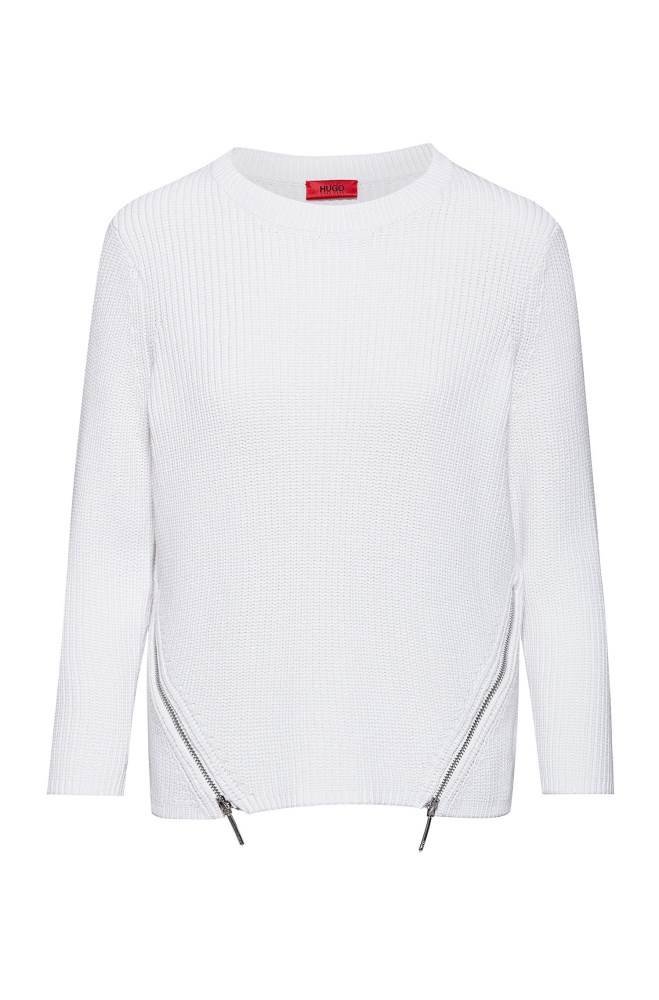 Hugo Boss Knitted-cotton sweater Hvite | DIgdPsLQ