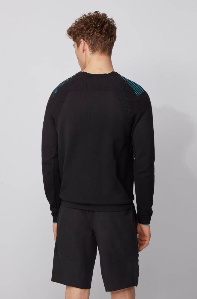 Hugo Boss Knitted cotton sweater Svarte | 6kgwoLse