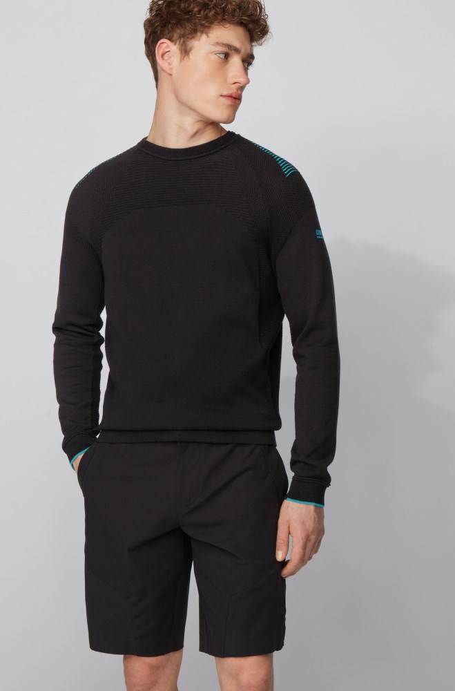 Hugo Boss Knitted cotton sweater Svarte | 6kgwoLse