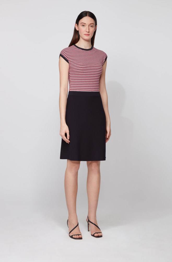 Hugo Boss Knitted dress Mørke Rød | UF9HdLLi