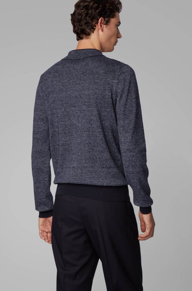 Hugo Boss Knitted sweater Mørke Blå | 6iyrCKhu