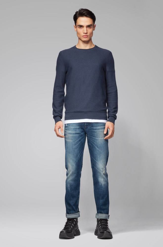 Hugo Boss Knitted sweater Mørke Blå | BctJCcLV