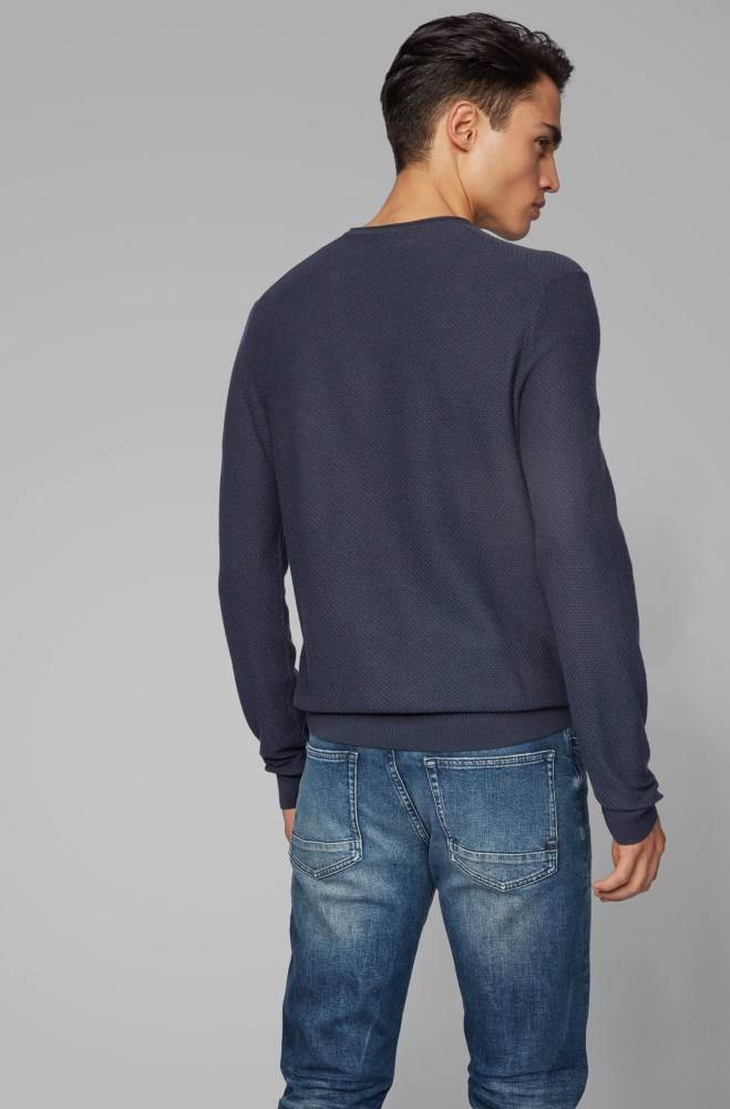 Hugo Boss Knitted sweater Mørke Blå | BctJCcLV