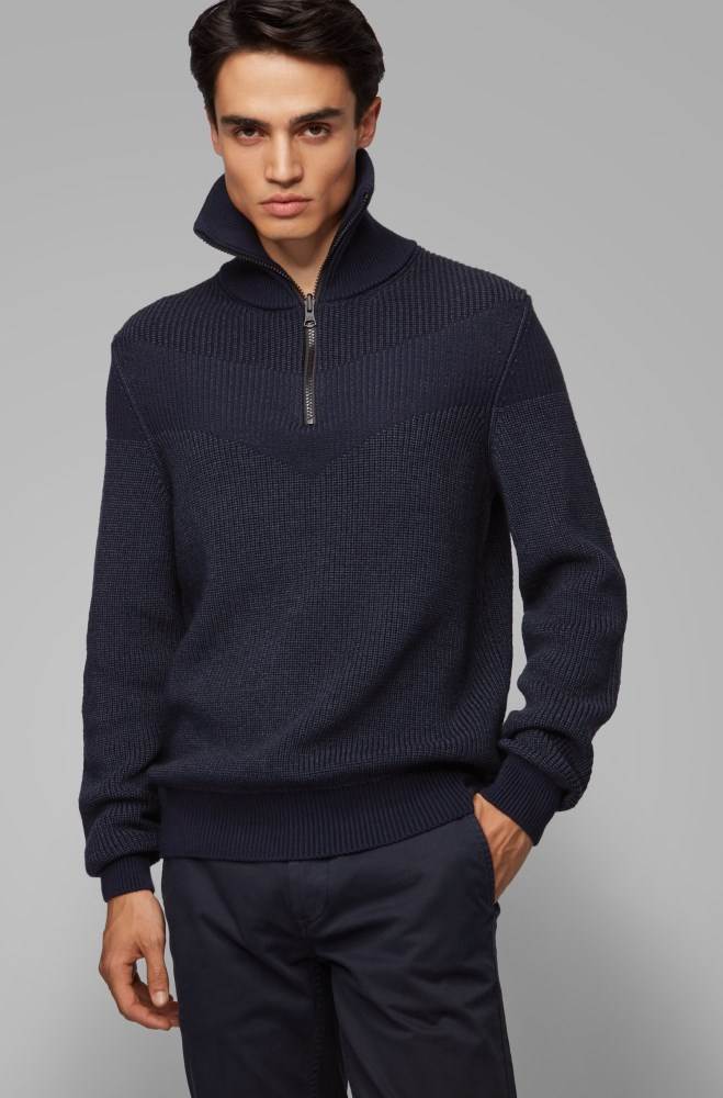 Hugo Boss Knitted sweater Mørke Blå | IKCndG0A