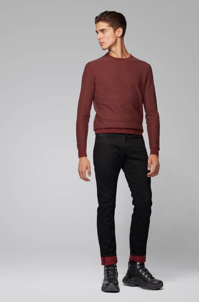 Hugo Boss Knitted sweater Mørke Rød | HaD5RTyl