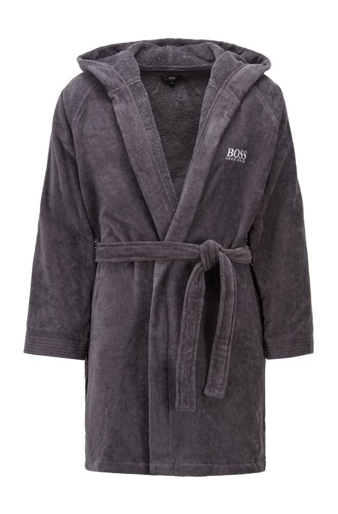 Hugo Boss Kort hooded dressing gown Anthracite | eSoIk8lX