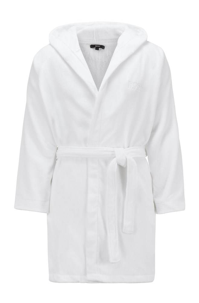 Hugo Boss Kort hooded dressing gown Hvite | nLlCAiUm