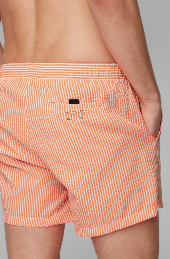 Hugo Boss Kort-length striped swim shorts Lyse Oransje | NDwFBewz